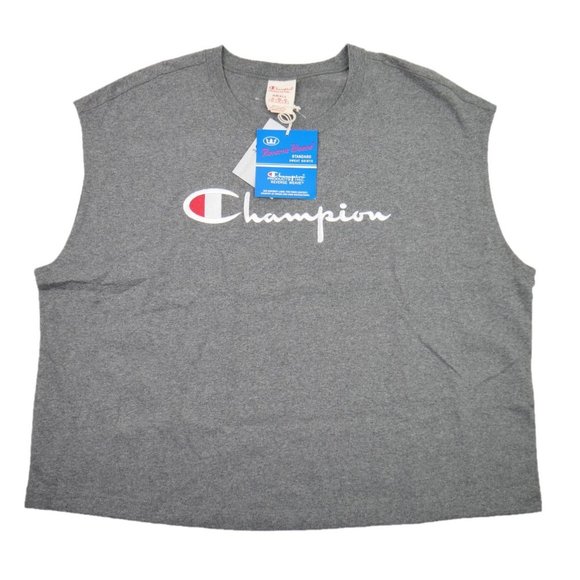 Champion Oversized Boxy Crop Top Sleeveless Shirt Reverse Weave Workout Boxing - Picture 2 of 8